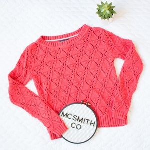 ✨Tommy Hilfiger | Red Texture Diamond Knit Sweater